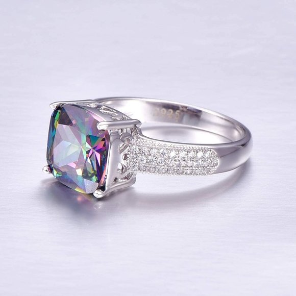 7.3ct Mystic Rainbow Ring - 925 Sterling Silver - Picture 2 of 5